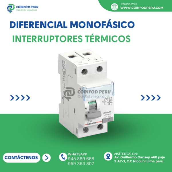 INTERRUPTOR DIFERENCIAL MONOFÁSICO